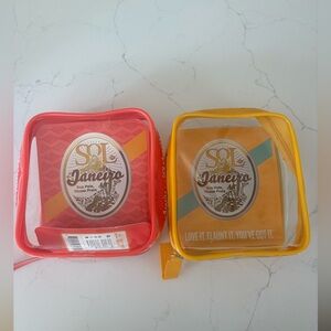 Sol de Janeiro Clear Cosmetic Pouch Set — Coral & Yellow